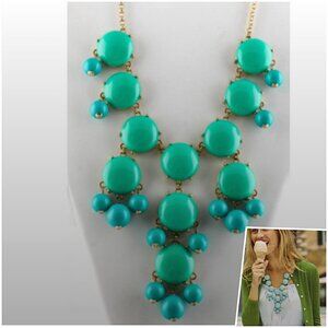 J.Crew Turquoise Jade Green Chunky Bubble Beads Statement Necklace NEW